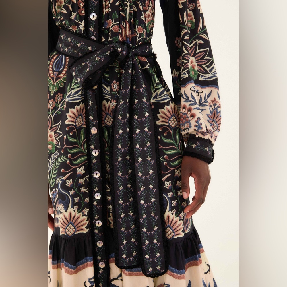 Farm Rio: Black Marvelous Garden Long Sleeve Maxi Dress - Picture 2 of 12